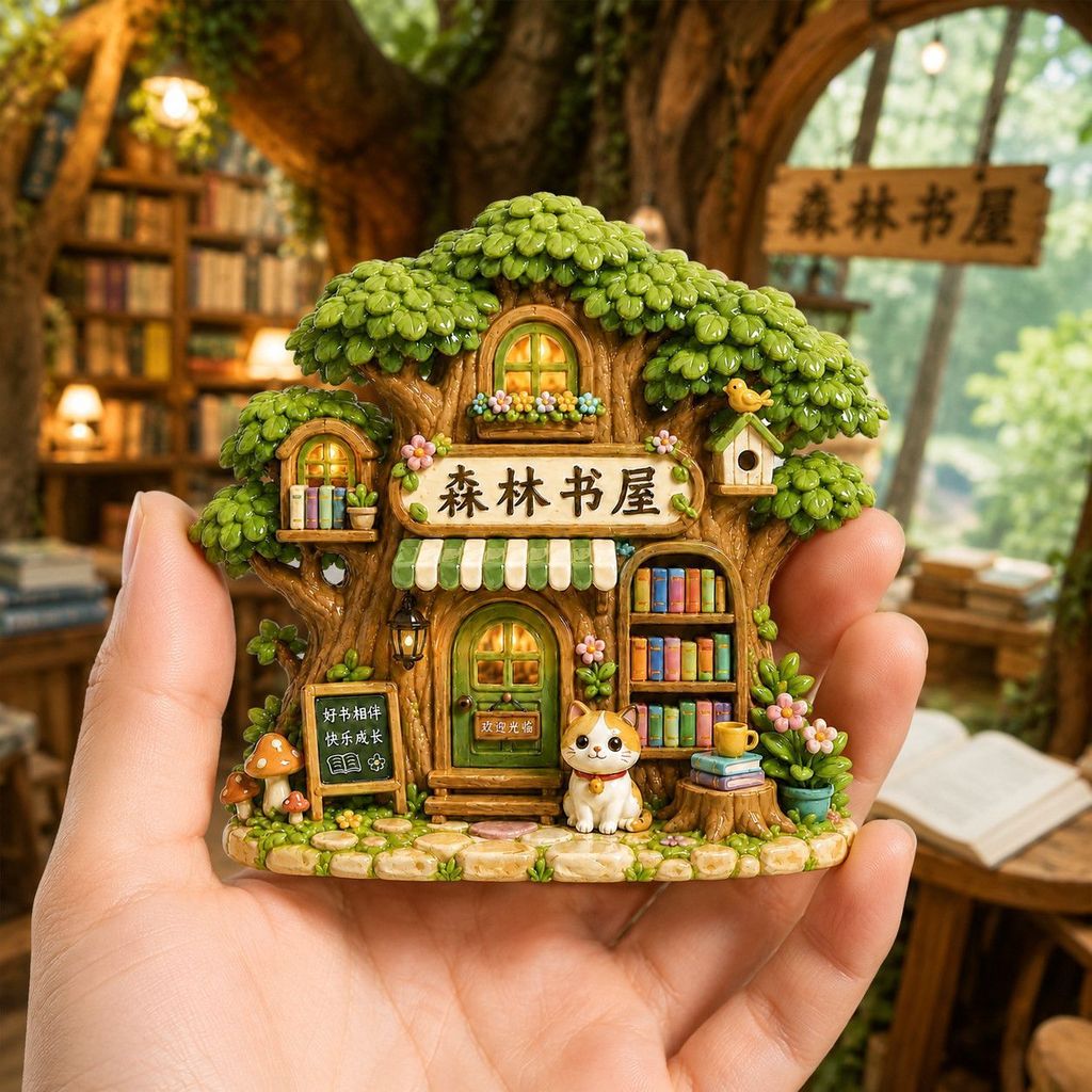 การ์ตูนการ์ตูนป่าร้านหนังสือตู้เย็นสติกเกอร์น่ารักสามมิติเรซิ่นสไตล์โมริสติกเกอร์แม่เหล็กที่แข็งแกร่งตกแต่งบ้านของที่ระลึก