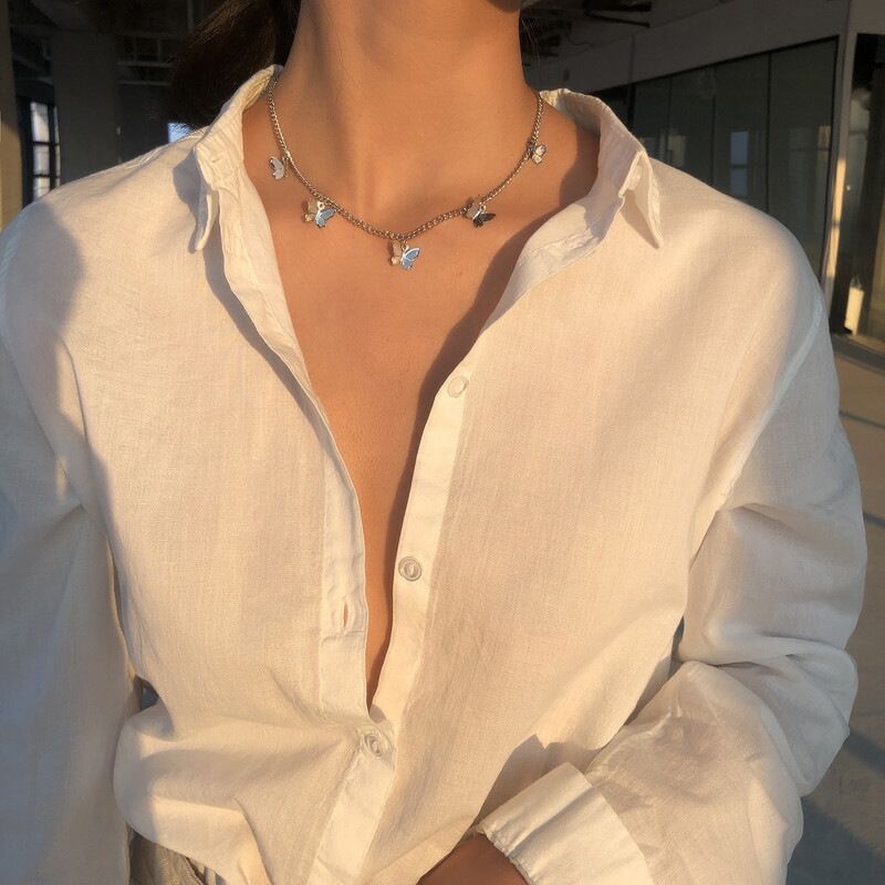 อุปกรณ์เสริมสร้อยคอผีเสื้อโซ่กระดูกไหปลาร้าบินผีเสื้อจี้สุภาพสตรี Classy Clavicle CHAIN สร้อยคอ K9S2