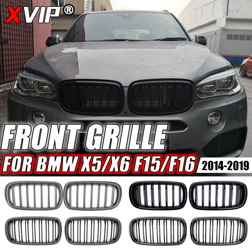 XPVIP สีดําคู่สไตล์กันชนหน้า Racing Grilles สําหรับ BMW X5 F15 X6 F16 2014-2019 X5M F85 X6M F86 สายเ