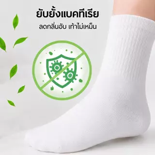 ถุงเท้ายาวผ้าฝ้าย เกาหลี สีพื้น แฟชั่น นุ่มสบาย ระบายอากาศ ซับเหงื่อ ลดกลิ่นอับ ไม่รัดขา ใส่เรียน ทำงาน กีฬา มี 6/12 คู่