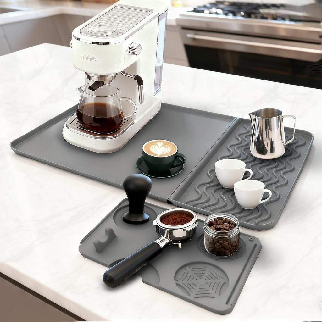 Jalopink 2-in-1 Coffee Bar Mat & Tamping Mat - 24x16Non-Slip Silicone Mats for Coffee Machine, Count