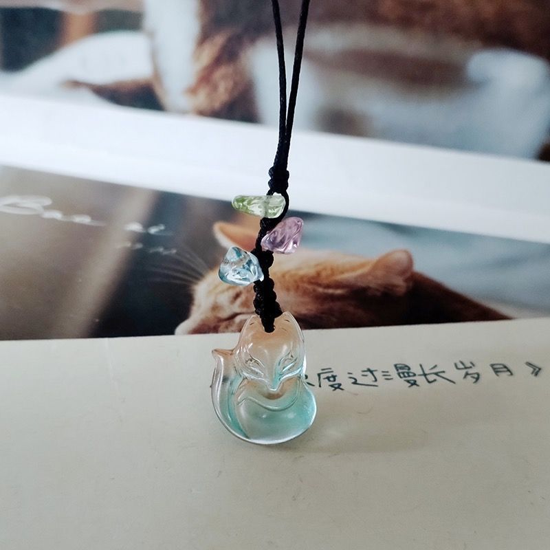 手工 น่ารัก fox flakes แก้ว fox แก้วหม้อเงินเงิน MINI CHAIN CHAIN CHAIN MINI MINI