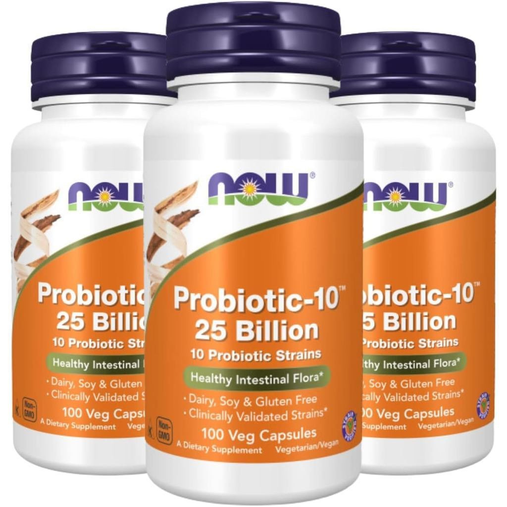 NOW Foods Probiotic-10 25 Billion, 100 เม็ด (แพ็ค 3 ชิ้น) DO9A