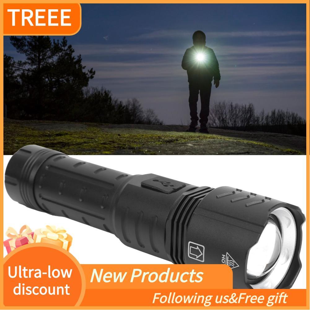 treee XHP90 ไฟฉาย Zoomable Focusing USB ชาร์จ Type-C ไฟฉายกลางแจ้ง