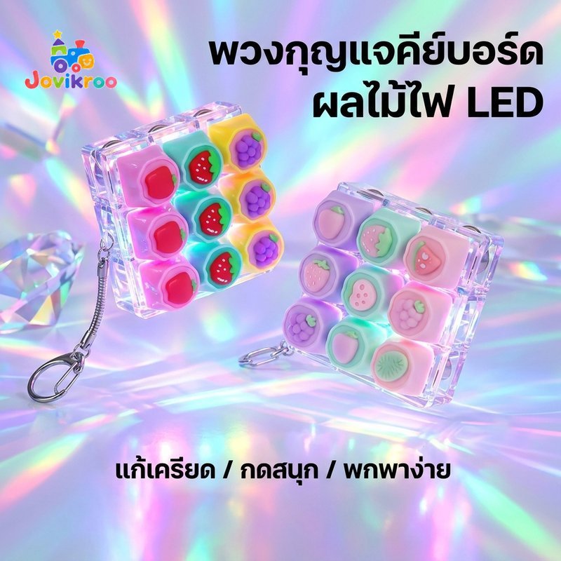 ผลไม้ซิลิโคนพวงกุญแจอยู่ไม่สุขของเล่นกลสวิทช์ทดสอบ9คีย์ นํา เรืองแสงแบบพกพาความเครียดบรรเทา