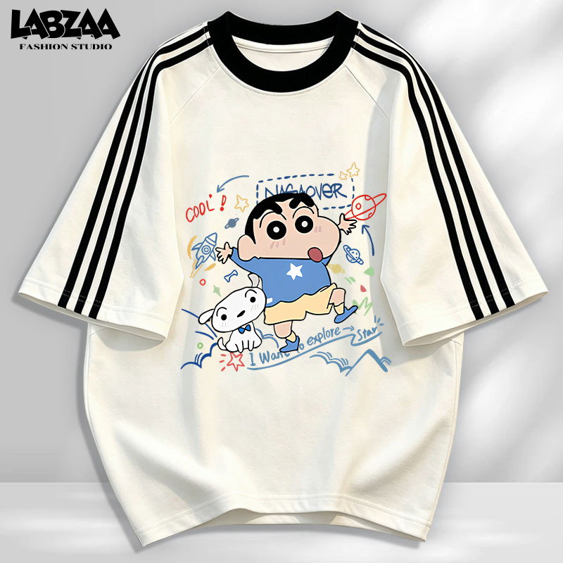 【จัดส่งจากกรุงเทพฯ】LABZAA เสื้อยืดแขนสั้นคอกลม สะดวกสบาย ลายพิมพ์การ์ตูน ระบายอากาศ YG3669