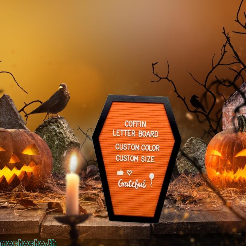 Mochocho Coffin Felt Letter Board พร้อมตัวอักษร Spooky Letter Board Gothic กระดานข้อความ Letter Sign