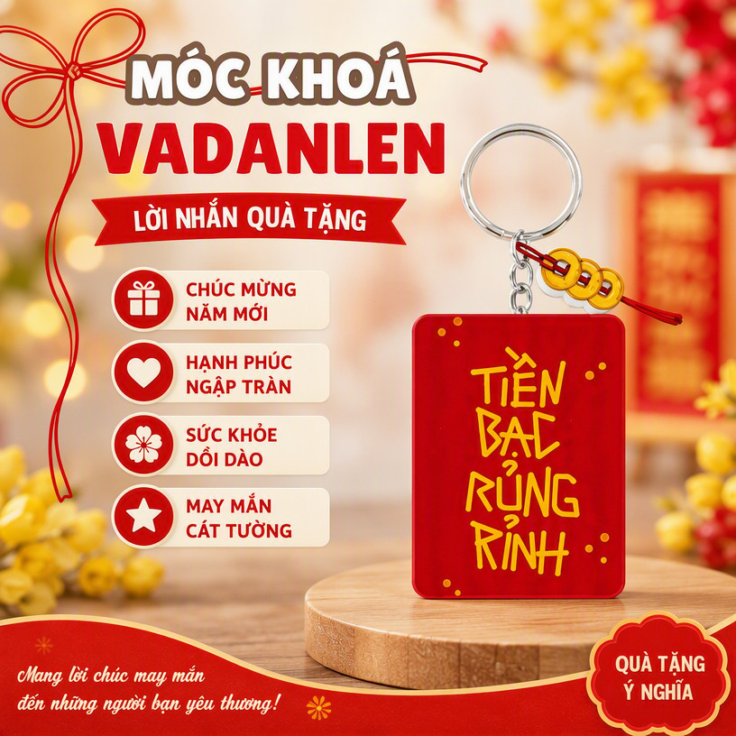GIFT MESSAGE KEYCHAIN - HAPPY NEW YEAR - FULL HAPPINESS - HEALTHY HEALTH
