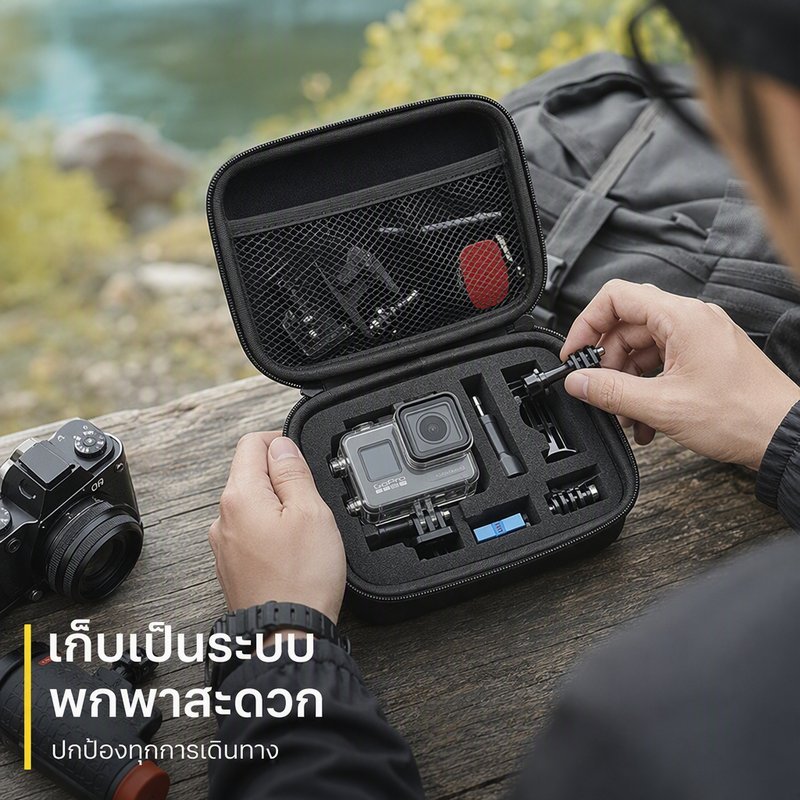 กระเป๋าใส่กล้องแอคชั่น กล่องเก็บกล้อง GoPro Action Camera EVA กันกระแทก โฟมปรับช่อง Size S M L