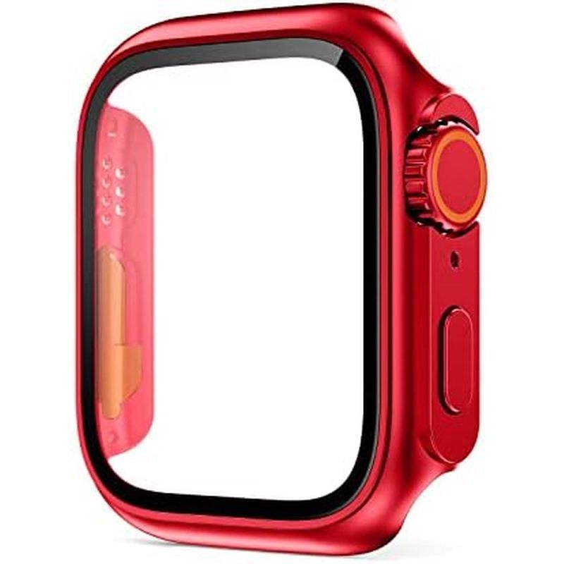 VeveXiao เข้ากันได้กับ Apple Watch Series 8 7 45 มม.ปกป้องหน้าจอเปลี่ยนเป็นพิเศษ, PC Case ฟิล์มกระจก