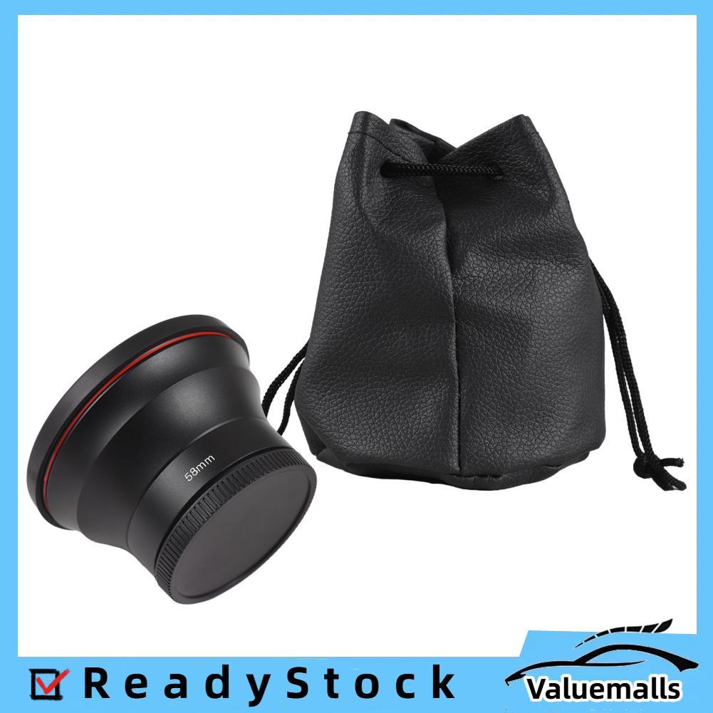 Valuemalls ชุดเลนส์กล้อง 58 มม. พร้อมมุมกว้าง 0.43X + มาโครอลูมิเนียมอัลลอยด์ DSLR สำหรับ Canon EOS 