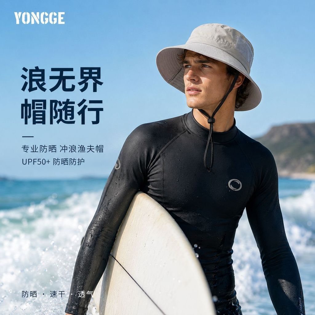 Surfing Bucket Hat Folding Storage Quick-Drying Waterproof Sun Hat Outdoor Hiking All-Match Anti-Ult