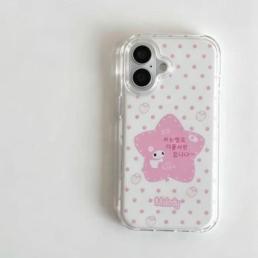 Strawberry Star Melody เหมาะสําหรับเคสโทรศัพท์ Apple 17pro 16pro15Plus น่ารัก 14pro/13/12/11 เคสโทรศัพท์แบบนุ่ม