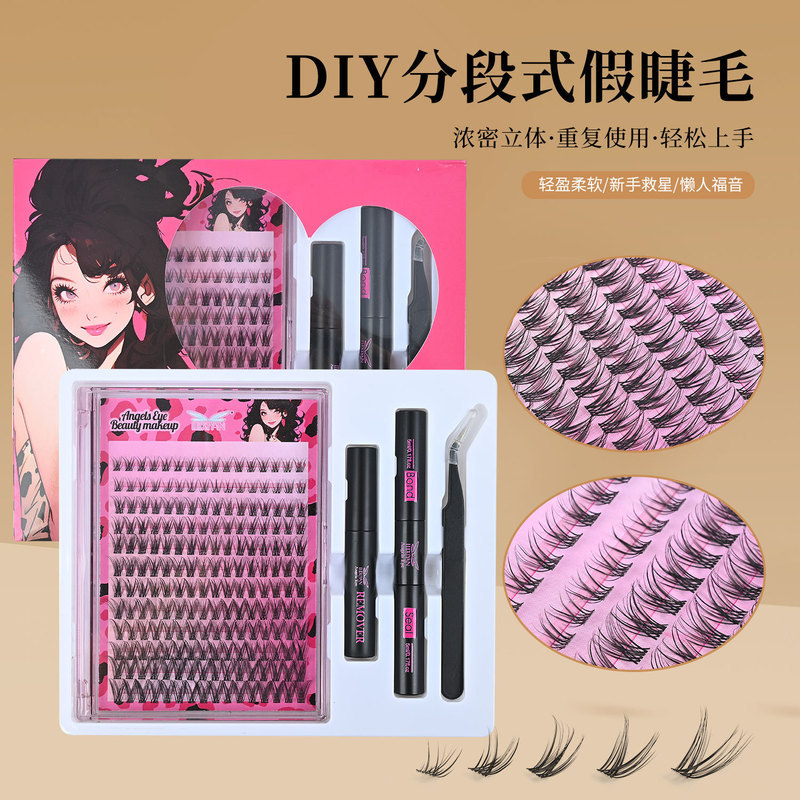 DIY Segmented ขนตาปลอมดอกไม้ธรรมชาติหนา D-Up ขนตาปลอมขนาดใหญ่ความจุขนตา