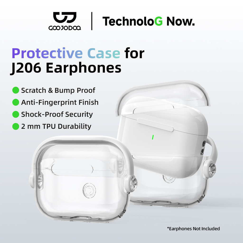 GOOJODOQ J206 Earphones Transparent Protective Case Anti-Fingerprint Finish