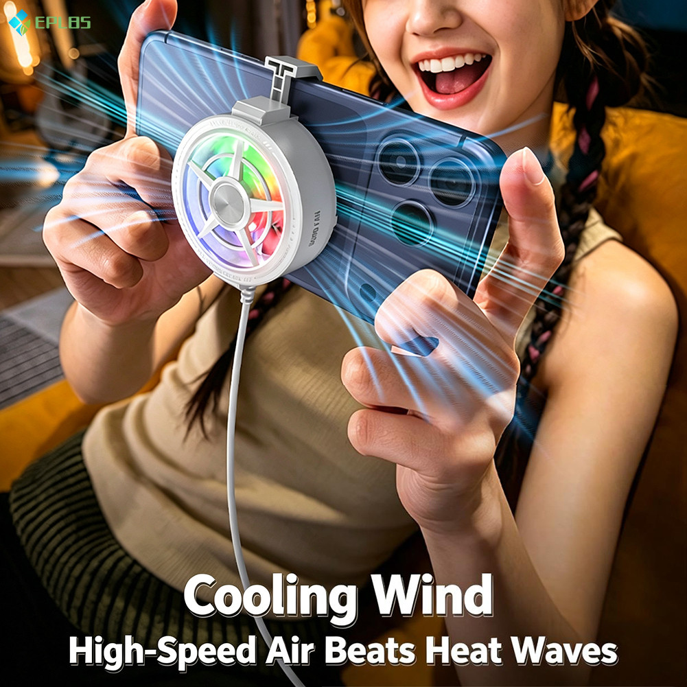 RGB Gaming Phone Cooler เงียบ Plug In Phone Cooler Clip On สําหรับ IPhone Androids Instants หม้อน้ํา