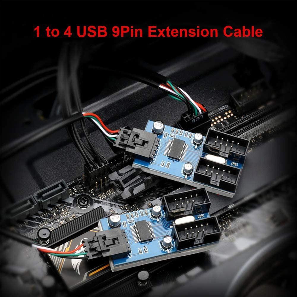 WONDE USB 9 Pin Header อุปกรณ์คอมพิวเตอร์ Header Extension USB2.0 เมนบอร์ด USB 9 Pin หญิงทนทานเมนบอร