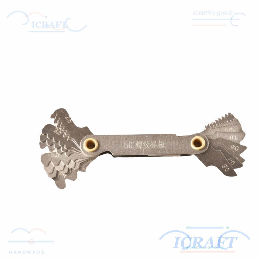 ICRAFT 2 ชิ้นสกรู Pitch Gauge, เครื่องมือตัดเมตริก 60 องศา Thread Pitch Gauge, Precision Carbon stee