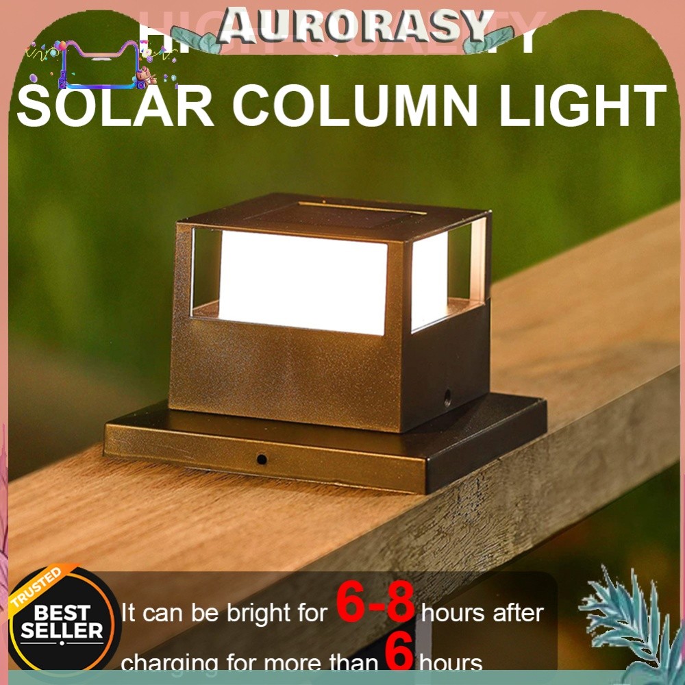 [AURORASY]ไฟคอลัมน์พลังงานแสงอาทิตย์ LED แสงอาทิตย์คอลัมน์ IP54 กันน้ําพลังงานอาทิตย์โพสต์แสงพลังงาน