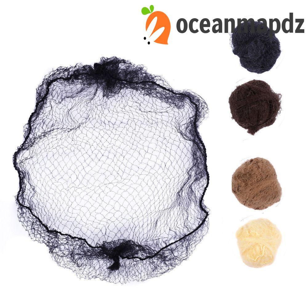 OCEANMAPDZ หมวกวิกผมไนลอนอุปกรณ์กีฬาเต้นรําตาข่ายคลุมผมที่มองไม่เห็นแบบใช้แล้วทิ้ง