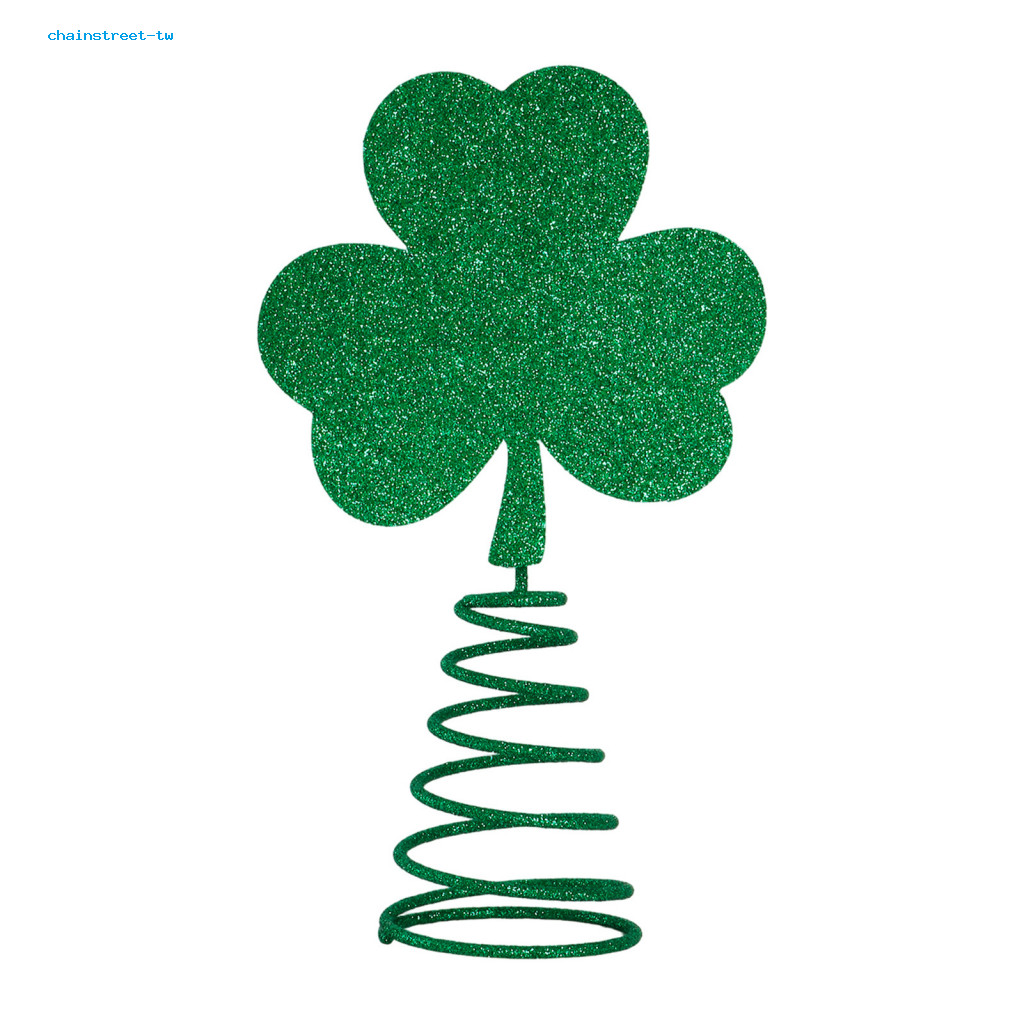 Irish Themed Christmas Decor St Patricks Day Shamrock Tree Topper with Glitter Spring Base Irish Clo