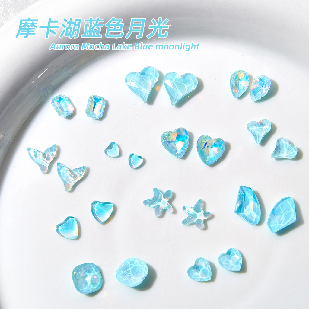 เล็บยอดนิยม Fat Square Peach Heart Magic Color Mocha Glossy Mixed Love Resin Diamond Jewelry Diamond