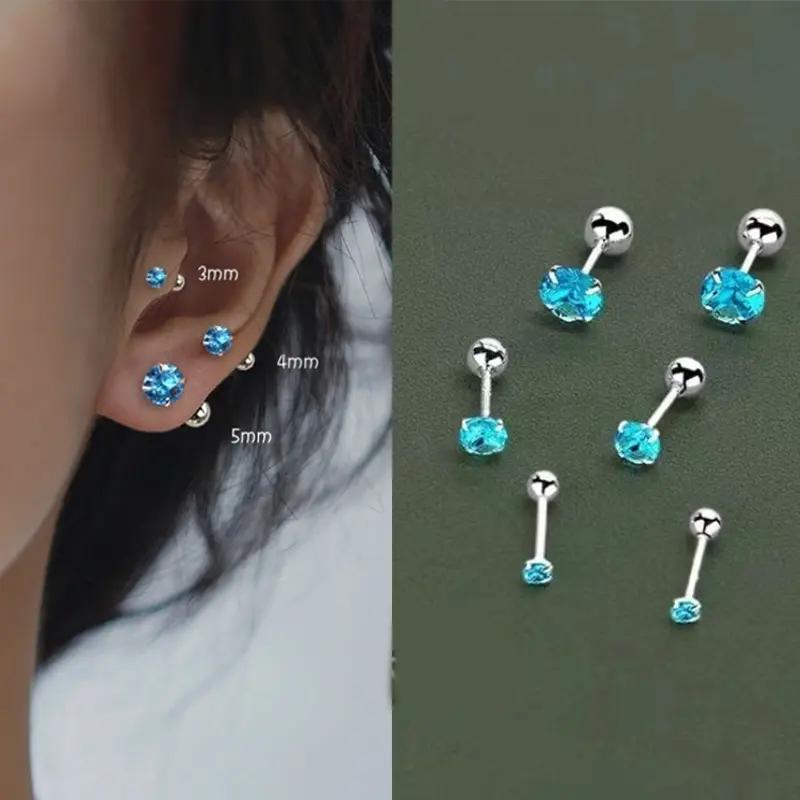 ต่างหูเพชรสังเคราะห์สีฟ้าอมเขียวสำหรับผู้หญิง ดีไซน์ทันสมัย ​​สวยงาม เหมาะกับทุกโอกาส และเหมาะสำหรับผู้ที่เจาะหูแล้ว