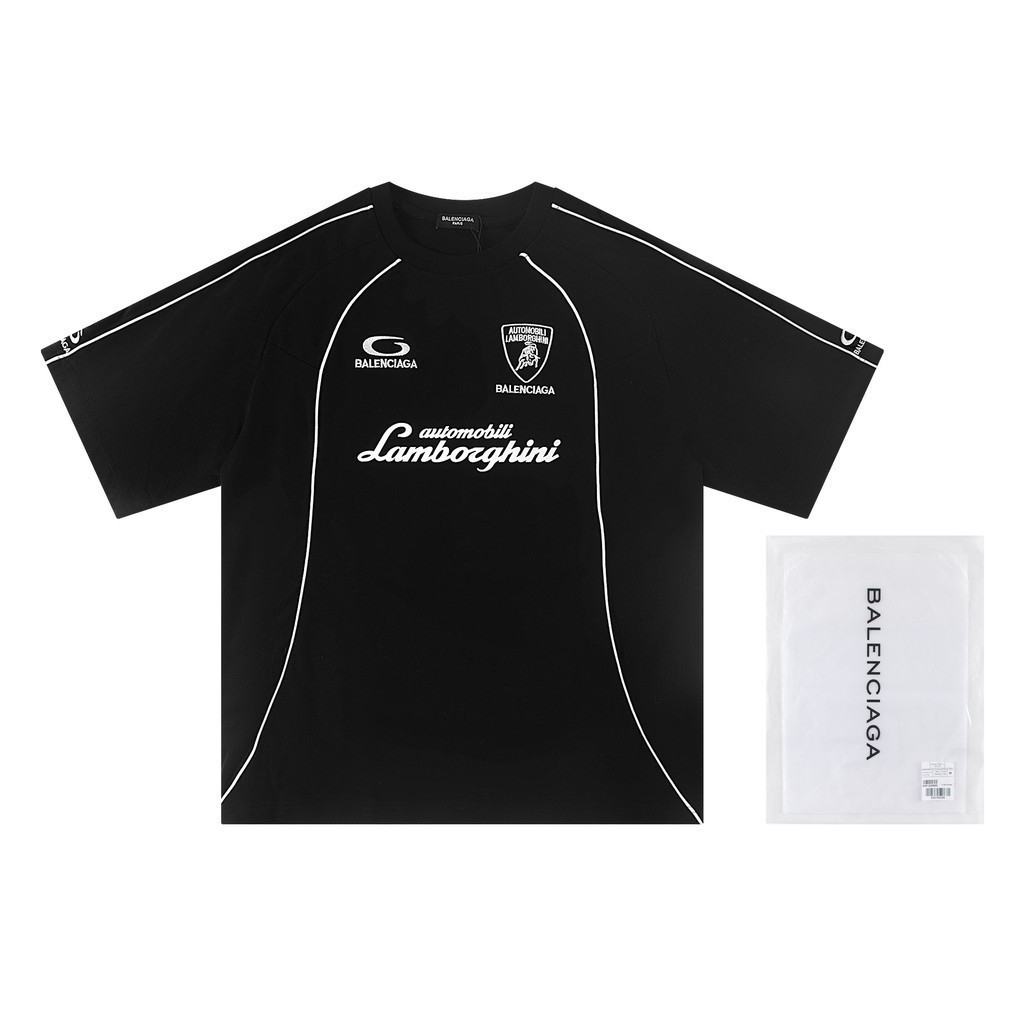 ผู้ชายผู้หญิงเสื้อยืดพิมพ์เสื้อยืดแขนสั้นด้านบนหลวมด้านบนฟิตเนส 2026BALENCIAGA QR55