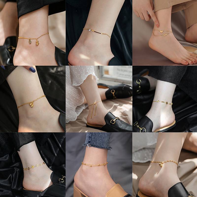 <Babynew> Simple Titanium Steel Anklet Womens Advanced Anklet Fashion Love Anklet Accessories Gift O