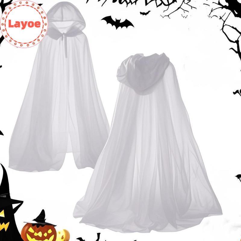 Layoe แขวนเสื้อคลุมแม่มดเสื้อคลุมเครื่องแต่งกายฮาโลวีน Ghost คอสเพลย์เครื่องแต่งกายเสื้อคลุมผู้ใหญ่ Full-ความยาว Sheer Cape ขนาดใหญ่สําหรับผู้ใหญ่ TH