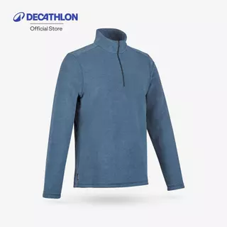 Decathlon Men’S Mountain Hiking Fleece Mh100 Half Zip เสื้อผ้าฟลีซผู้ชายเดินป่า รุ่น Mh100 - Blue