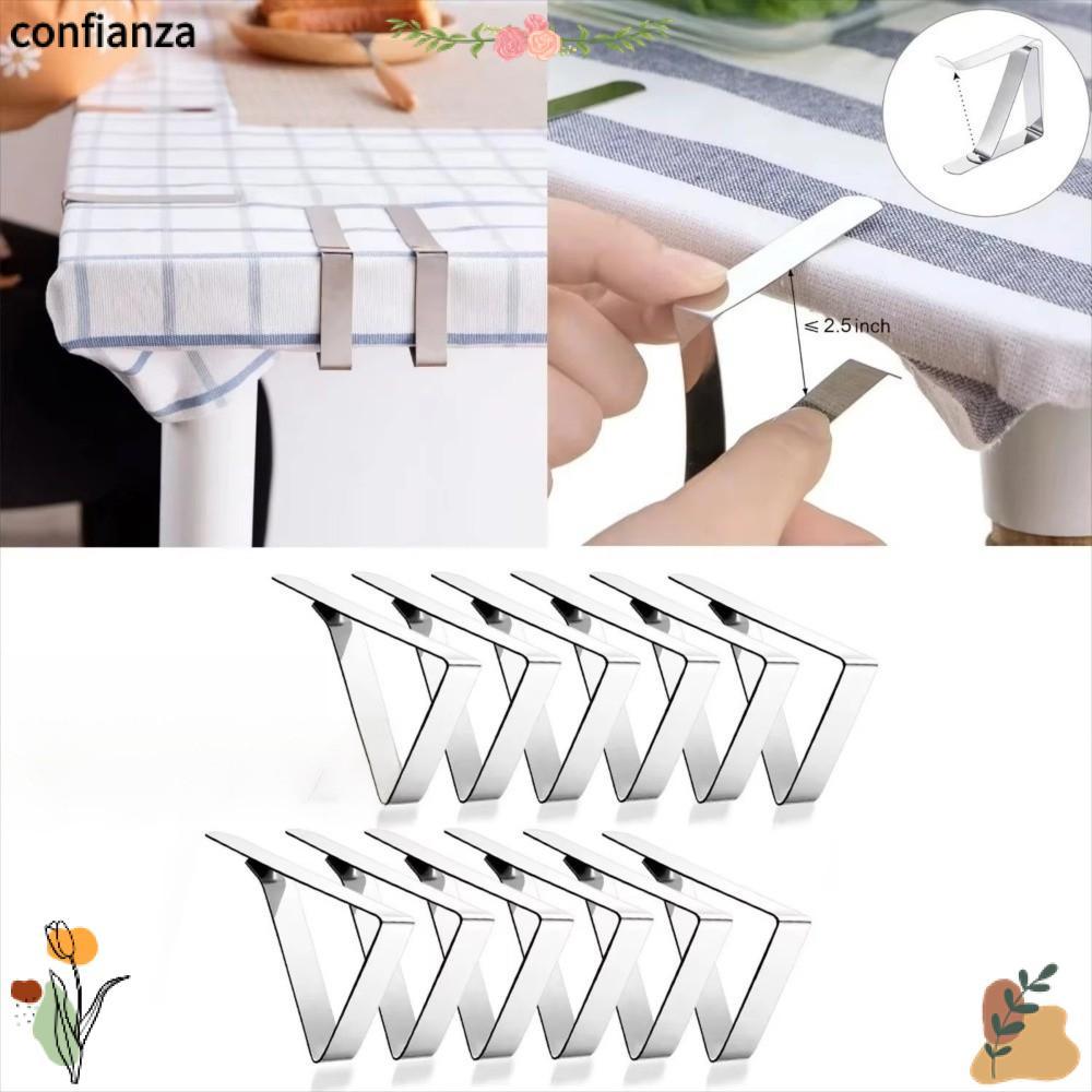 CONFIANZA 6 ชิ้นคลิปผ้าปูโต๊ะ, สแตนเลส Anti-Slip ตารางผ้าคลิป, กลางแจ้งตารางผู้ถือตารางคลิปร้านอาหาร Picnic