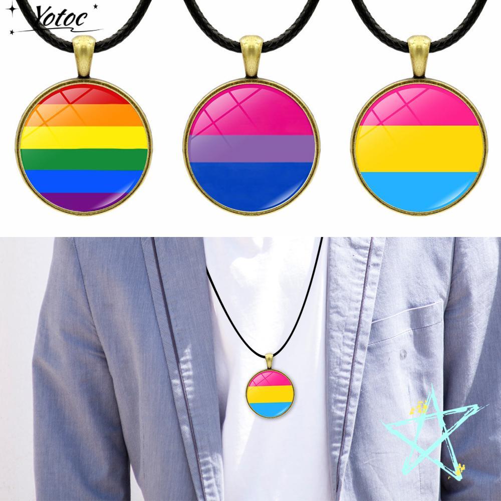YOTOC สร้อยคอสายรุ้งจี้แฟชั่น Charm LGBT