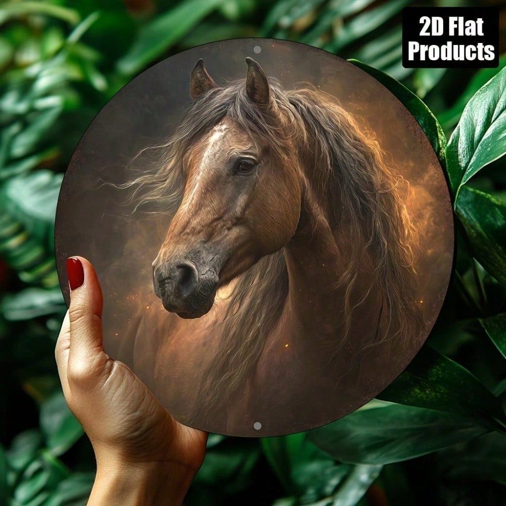 CIFbuy ป้ายโลหะม้า Round Vintage Wall Decor 8x8