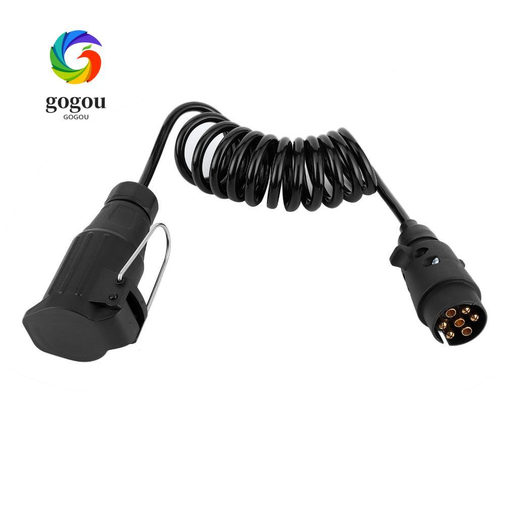 GOGOU Trailer สายไฟ, 2M 6.6ft 12V Trailer สายไฟอะแดปเตอร์, 7 Pin to 13 Pin ABS Weatherproof Coiled S