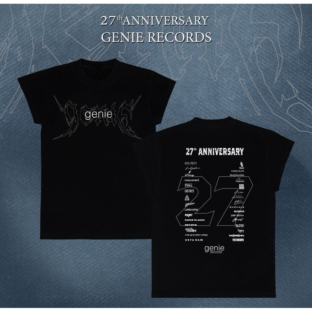 Extra Short Sleeves T-SHIRT สีดำ 27th Anniversary Genie Records