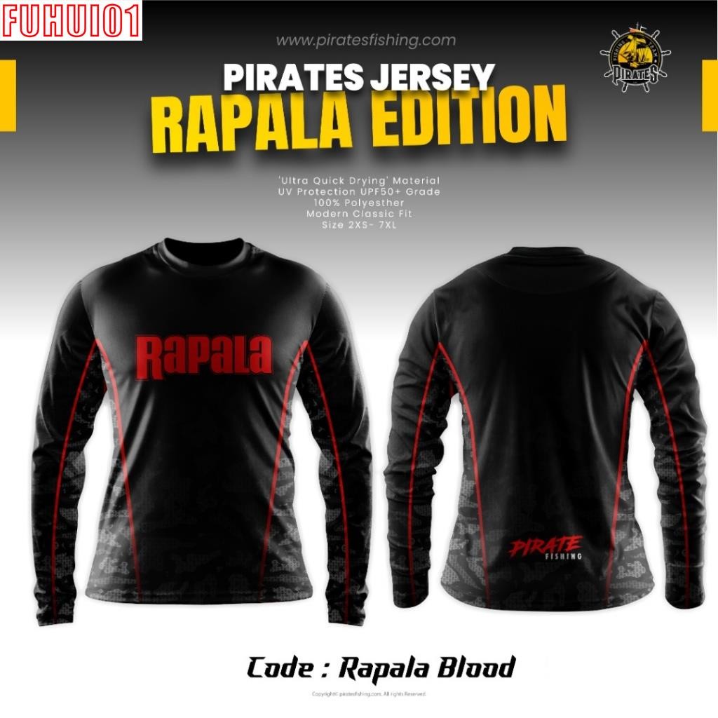 Jiashu-(Fuhui01) RAPALA FISHING JERSEY | ชุดตกปลา RAPALA EDITION สีดํา | RAPALA BLACK EDITION FISHIN