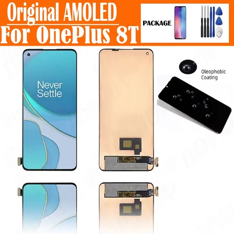 Original AMOLED สําหรับ OnePlus 8T 8 T KB2001, KB2000, KB2003, KB2005 จอแสดงผล Lcd Touch Screen Digi