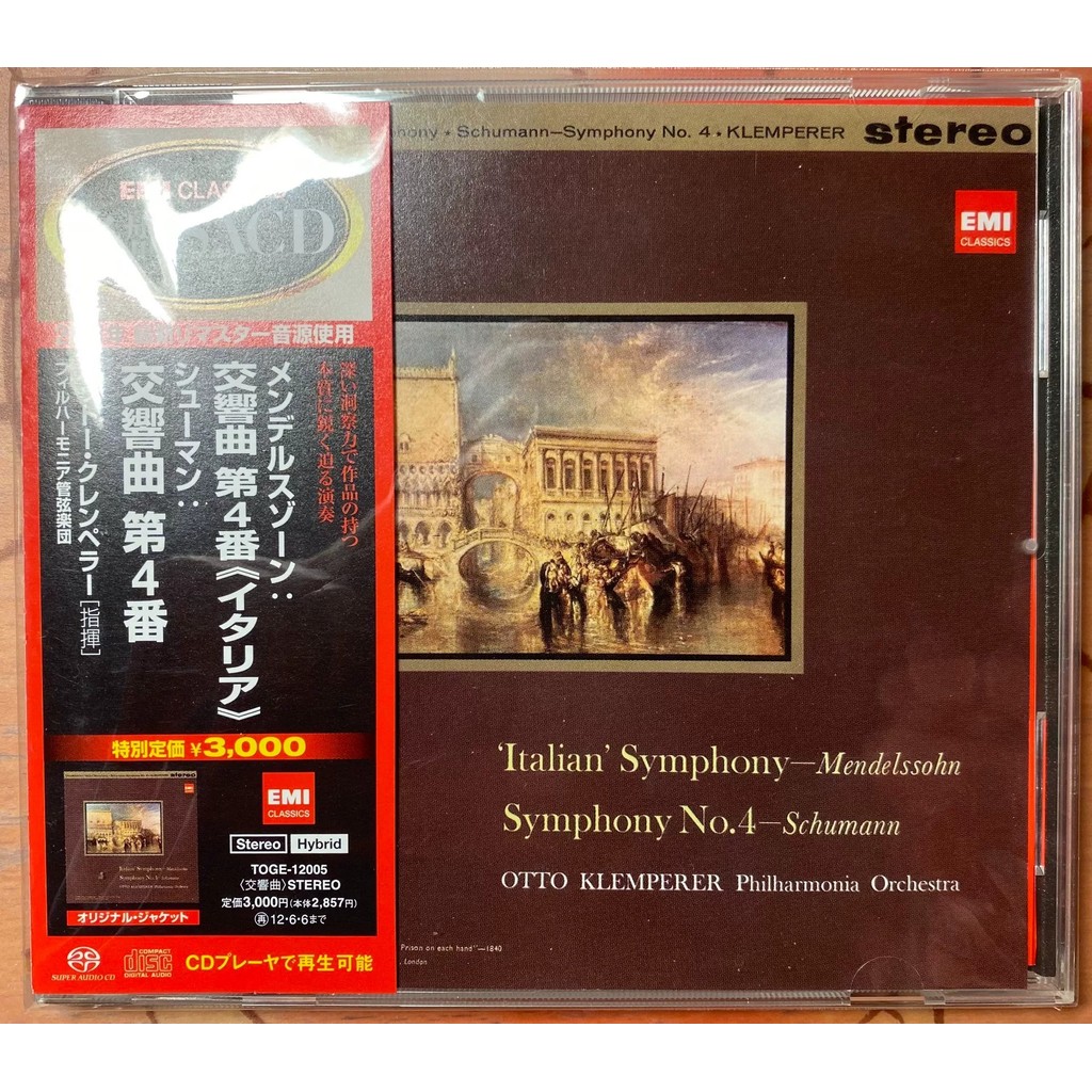 EMI แผ่นดัง SACD TOGE-12005 Mendelssohn Symphony No.4 Schumann Symphony No. 4 Klemperer Menderson Sy