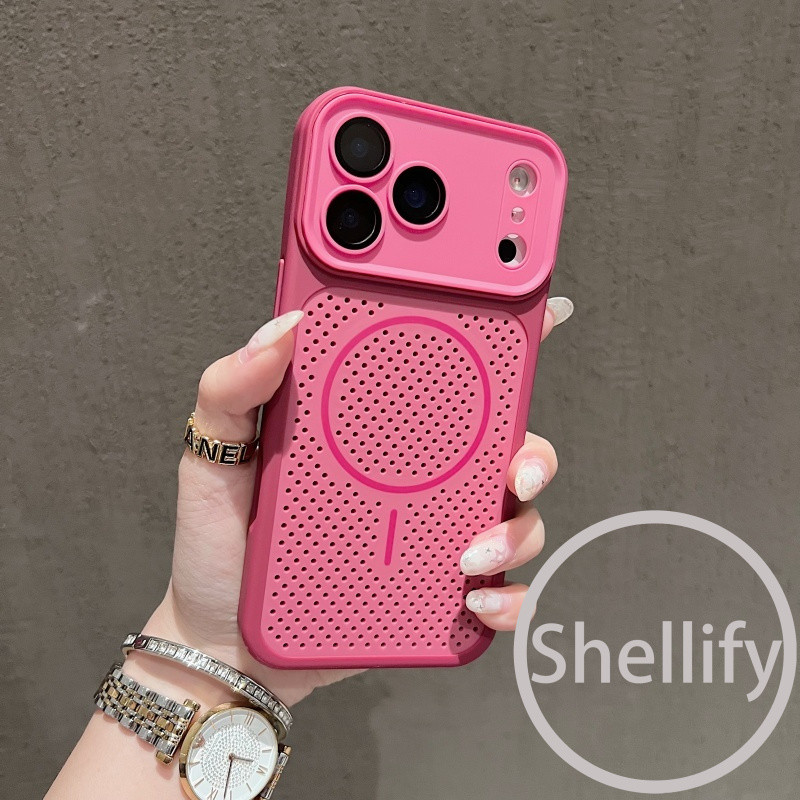 รังผึ้งระบายความร้อนหน้าต่างขนาดใหญ่สีคู่กระจกป้องกันเคสโทรศัพท์แม่เหล็กเหมาะสําหรับ ไอโฟน 12 13 14 15 16 17 มือโปร สูงสุด รวมทุกอย่างฝาครอบซิลิโ