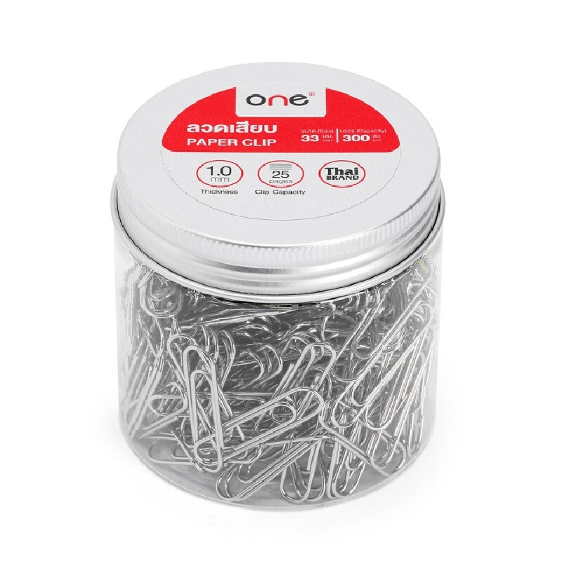 ONE ลวดเสียบกระดาษ ขนาด 33 มม. รุ่น 100433-2Z สีเงิน (กล่อง 300 ตัว)