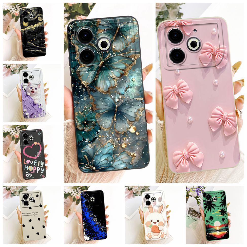 สําหรับ Tecno Pova 6 Neo กรณีแมวน่ารักหรูหราแฟชั่น Love ตลกทาสีซิลิคอนสําหรับ Techno Pova 6 Neo