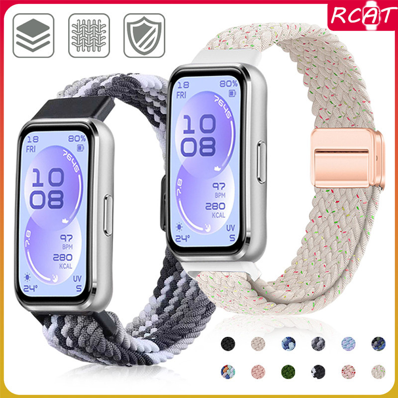สายไนลอน for Smartwatch Huawei Band 11/11 Pro /10 9 8 NFC กีฬาแม่เหล็กยืดหยุ่นถักเปลี่ยนเข็มขัดข้อมืออุปกรณ์เสริม