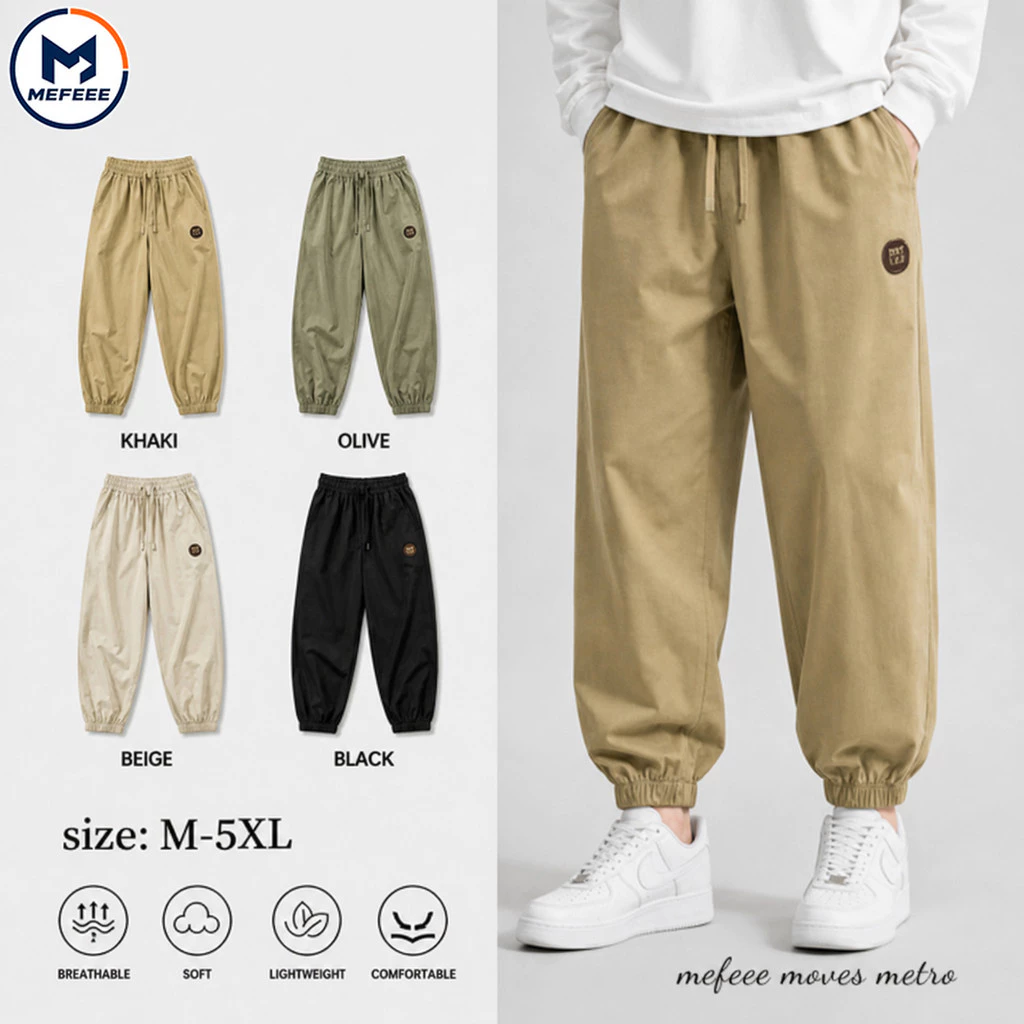 MEFEEE ฤดูร้อนผู้ชาย Jogger กางเกง Casual Tapered Sweatpants เอวยางยืด Breathable น้ําหนักเบา Streetwear กางเกง