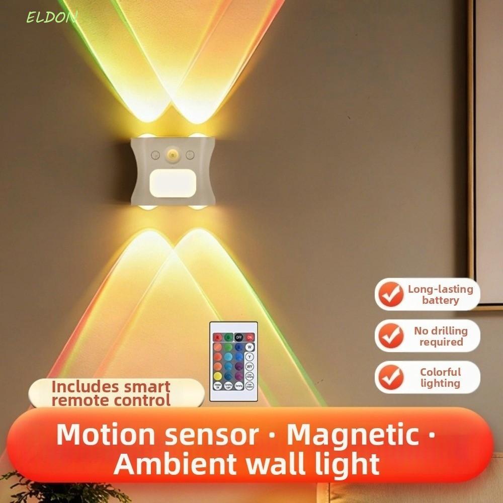 เอลดอน โคมไฟติดผนังเซ็นเซอร์ร่างกายมนุษย์,RGB 16 สีชาร์จ Motion Sensor ไฟกลางคืน,ไฟโดยรอบพร้อมรีโมทคอนโทรลไร้สายอัจฉริยะโคมติดผนังอัจฉ