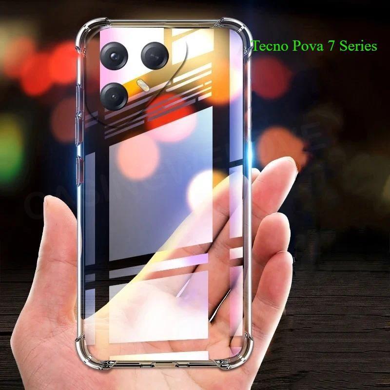 สําหรับ Tecno Pova 8 Pro 8Pro Pova8 5G LK6 Pova8Pro TecnoPova8 กันกระแทกกรณีซิลิคอนโปร่งใสถุงลมนิรภั