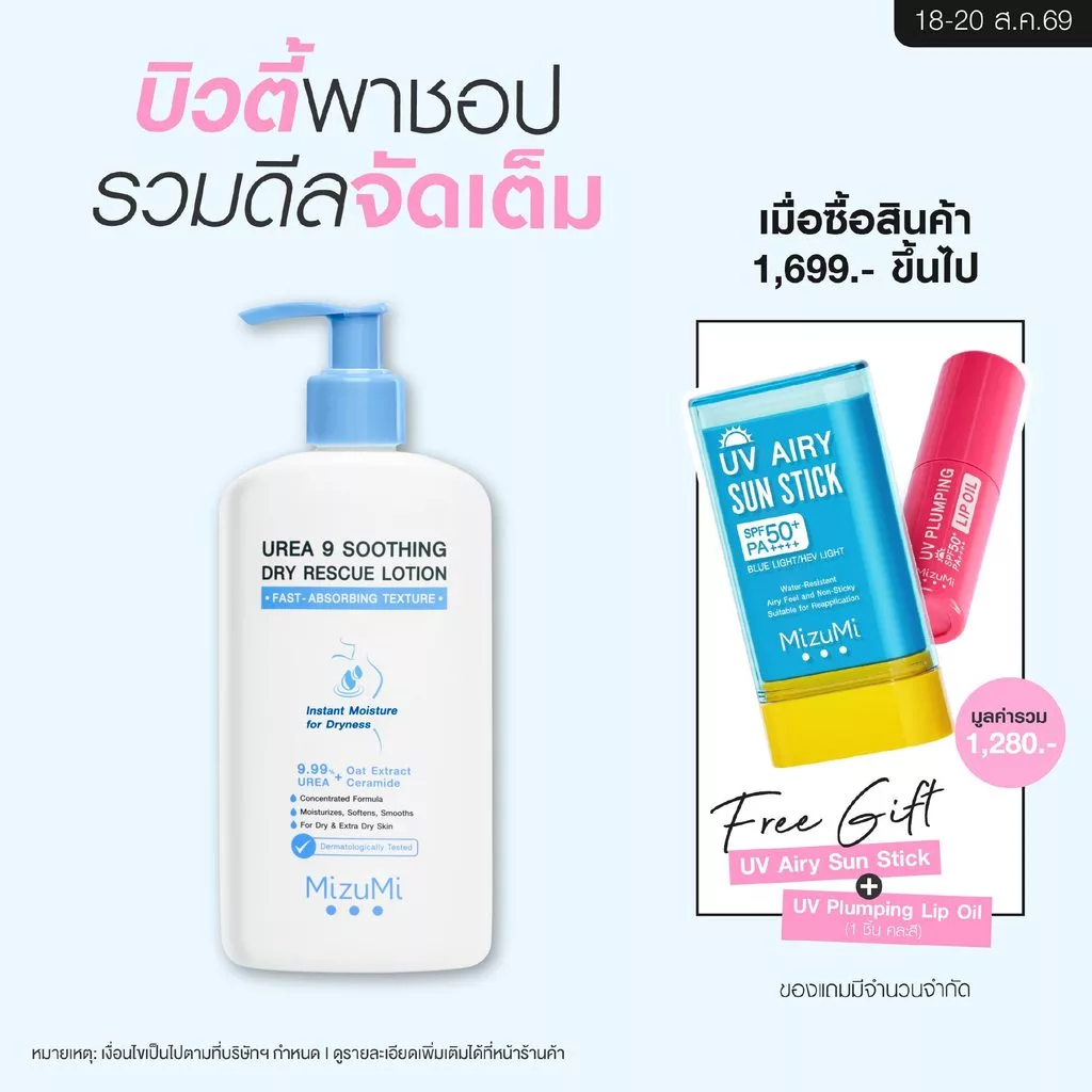 MizuMi Urea 9 Soothing Dry Rescue Lotion 250g โลชั่นบำรุงผิวเข้มเข้น ฟื้นผิวแห้งกร้าน ลอกเป็นขุย ขาดน้ำให้ชุ่มชื้น