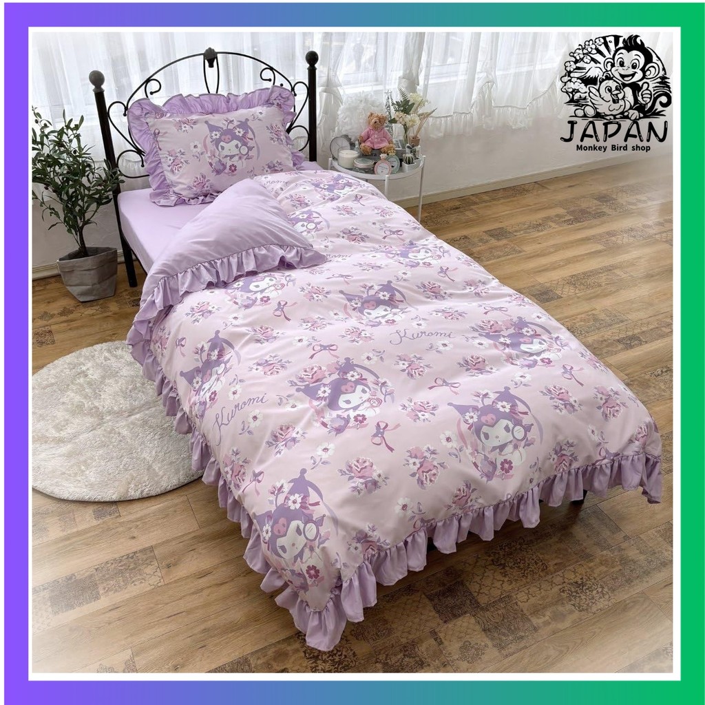 Sanrio Kuromi Volume Ruffle 3 Piece Duvet Cover Set Pillowcase Sheet Duvet Cover Single SB-680-S mon
