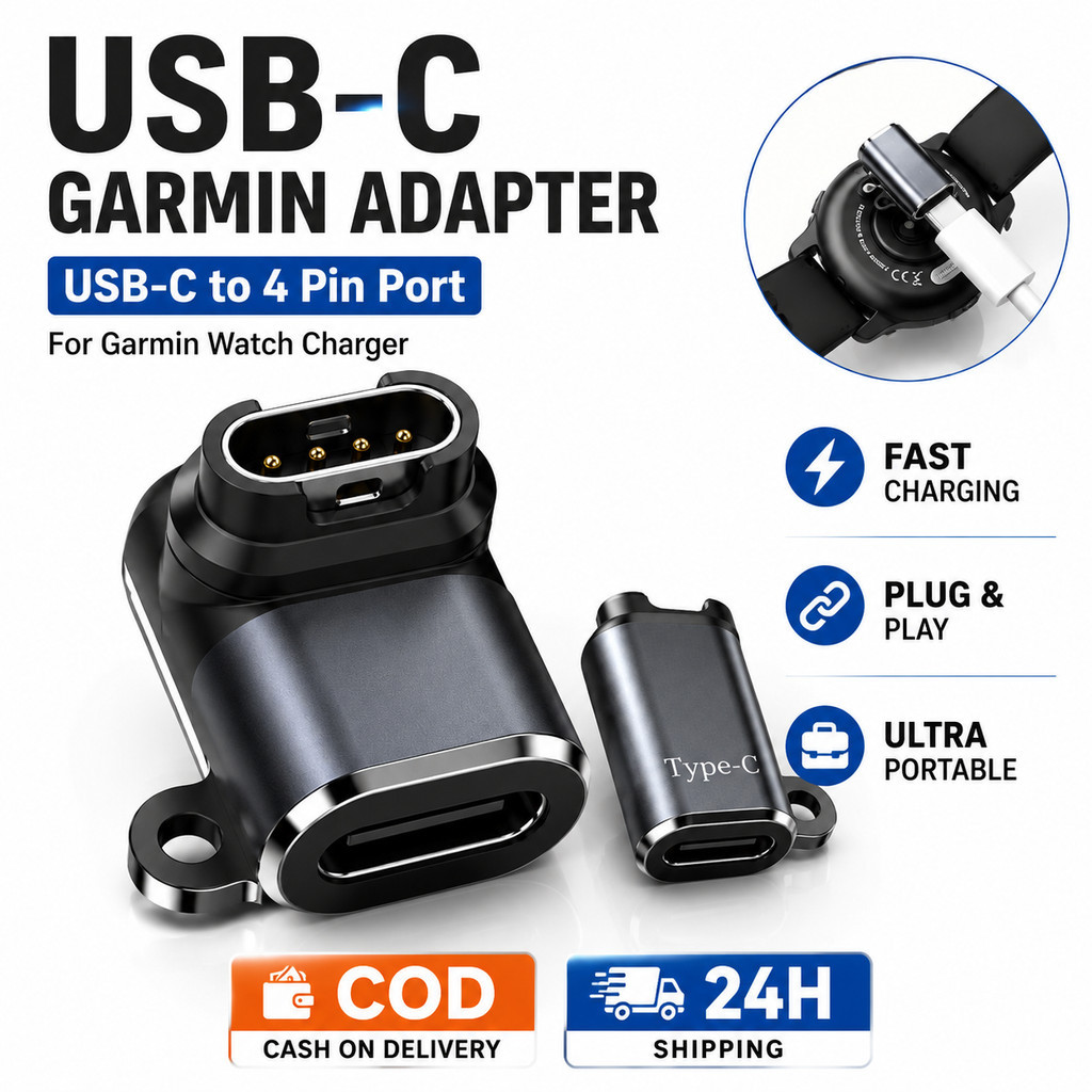 【จัดส่งจากประเทศไทย】Type-C ถึง Garmin อะแดปเตอร์ชาร์จ USB สําหรับ Fenix 7/6/5 Instinct 2S Venu 2 Plus forerunner 745