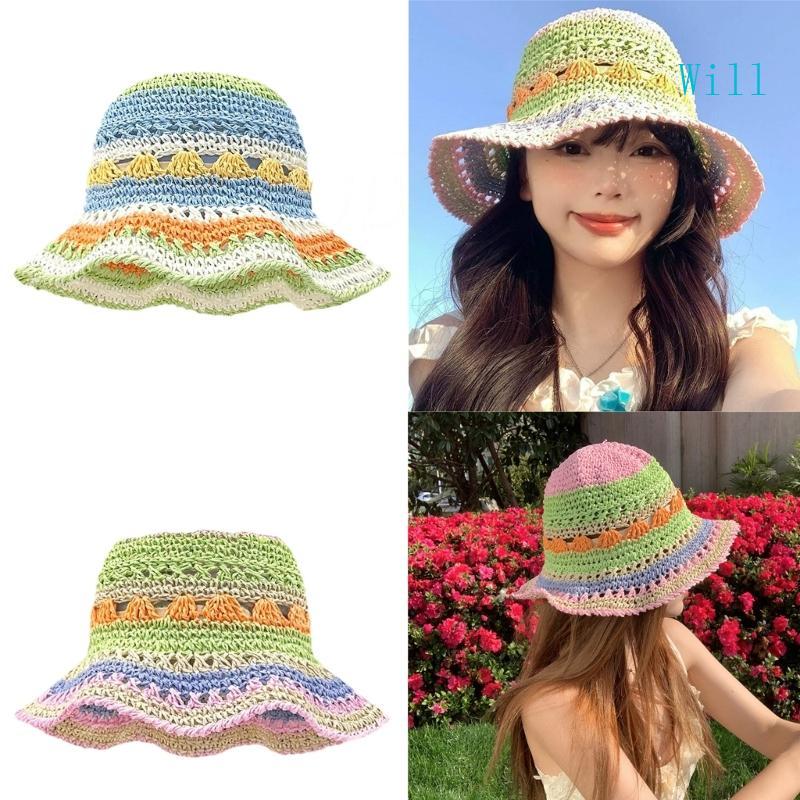 Will Woman Hand Weaving Beach Hat Wide Brims Straw Hat Spring Beach Getaways Sun Hat